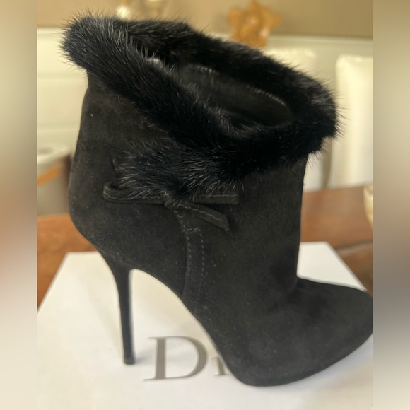 Christian Dior Suede Vision Mink Black Ankle Boots Booties 8.5 - Picture 4 of 11